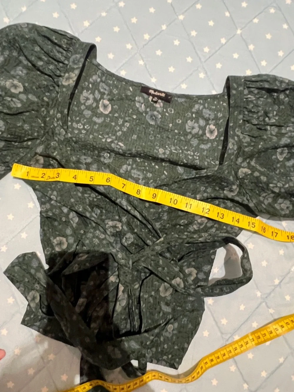 Madewell Woodland Floral Seersucker Sweetheart Wrap Top XS like new